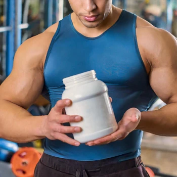 Pointing at a supplement product container