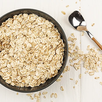 Top view of an oatmeal in a bowl