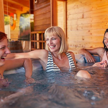 Women sitting in the hot tub
