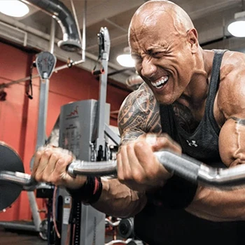 The Rock doing bicep curls