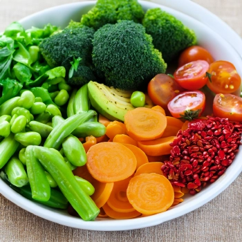 Close up shot of vegetable ingredients for a healthy meal