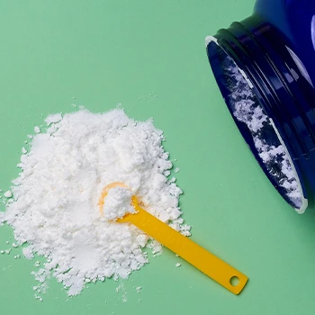 Top view of powdered supplement