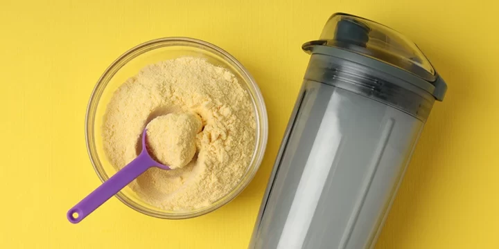 Top view of Pre Workout powder with tumbler