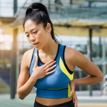 An athlete woman experiencing chest pain