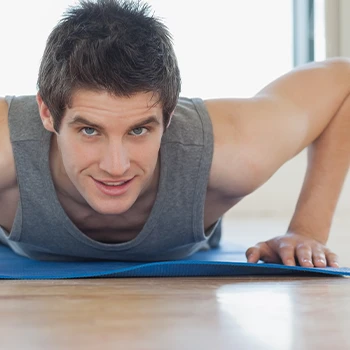 Front view of a person doing push ups