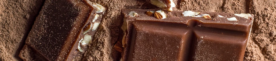 Close up image of chocolate with almonds and nuts