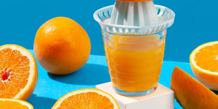 Orange slices in blue background