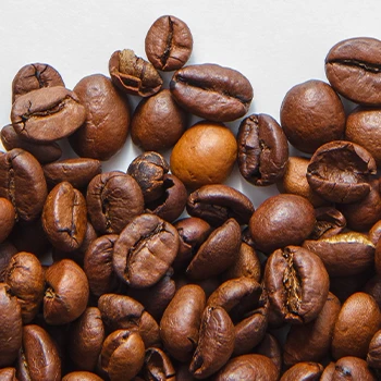 Spilled coffee beans top view