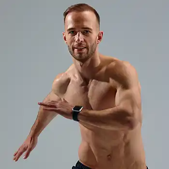 A healthy man doing exercises