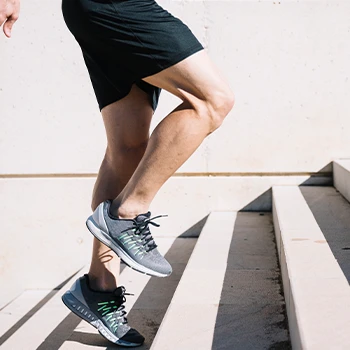 A person walking on stairs