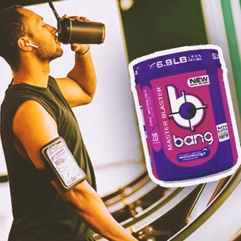 A person drinking preworkout with Bang Pre-Workout Blaster