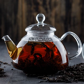 A black tea inside a teapot