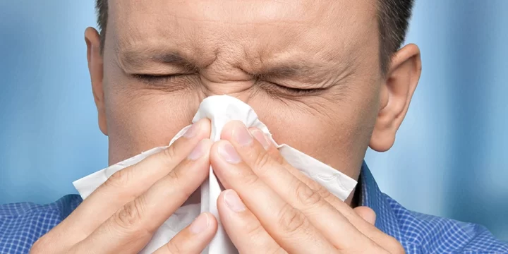 A person with hay fever close up image