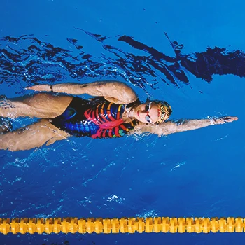 A woman swim training