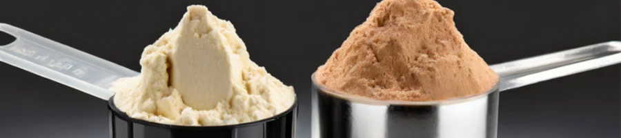 Two scoops of different protein powder