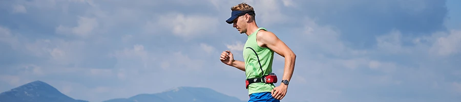 A man running on a mountain