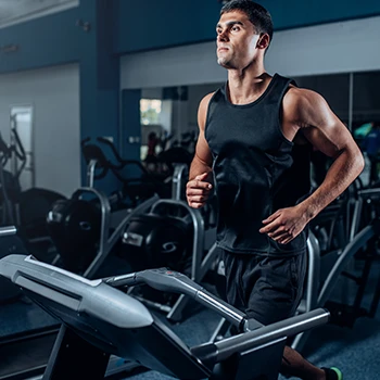 An athlete running on a treadmill