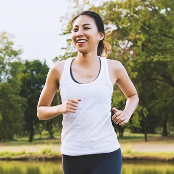 A woman jogging outside