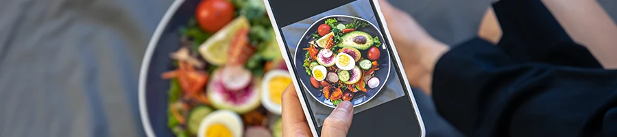 Taking a picture of a well balanced diet meal