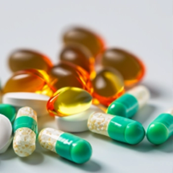 Close up shot of Turinabol supplement capsules