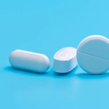 Close up image of white pills