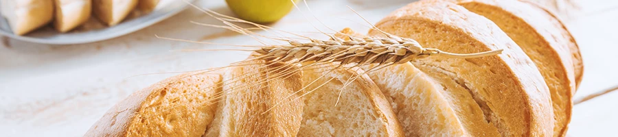 Close up shot of wheat bread on a table