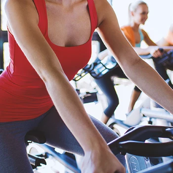 A person on a treadmill working out