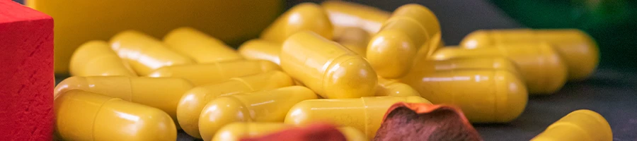 Close up image of yellow supplements