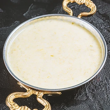 Close up shot of cooked leek soup