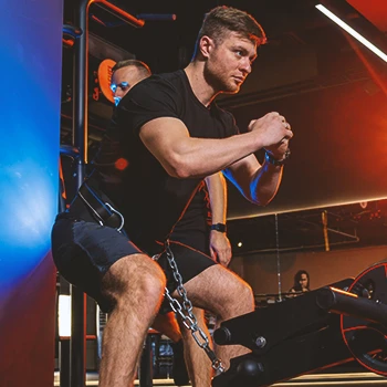 A person working out in the gym