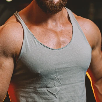 Close up shot of a male muscular chest