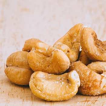 Close up shot of nuts on a table