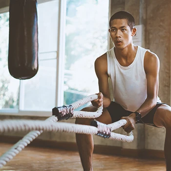 A person in the gym doing workouts