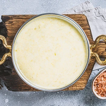 Close up shot of Leek Soup in a bowl