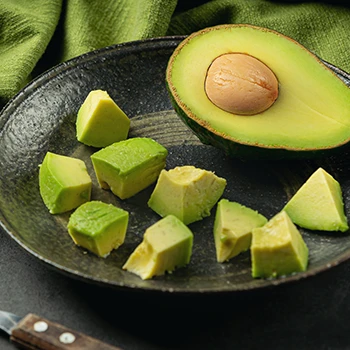 Avocado slices on a plate