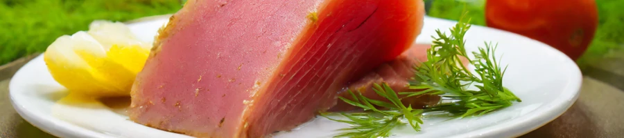 Raw tuna meat close up shot