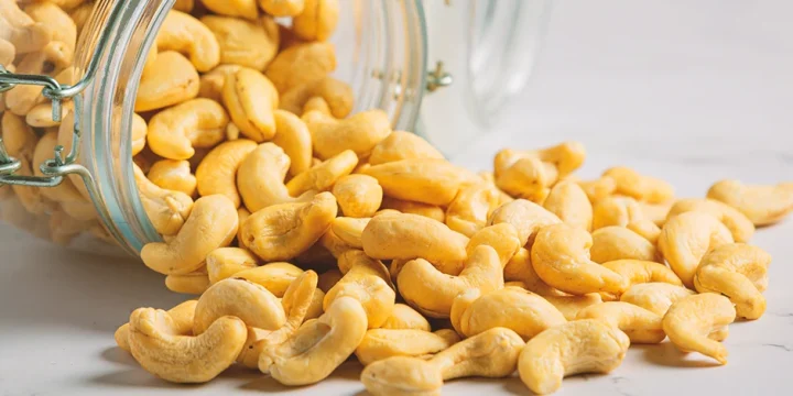 A jar of cashews for testosterone production