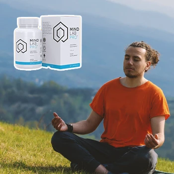 A person doing yoga outside with Mind Lab Pro on the foreground