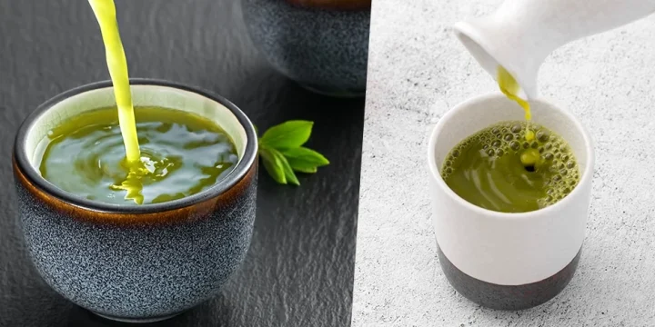 Pouring green tea in teacup for testosterone