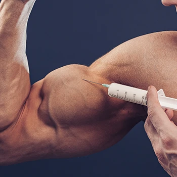 Flexing biceps while injecting steroids