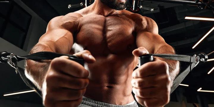 A muscular person in steroids working out