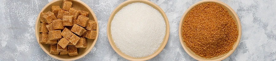 Top view of different kinds of sugar
