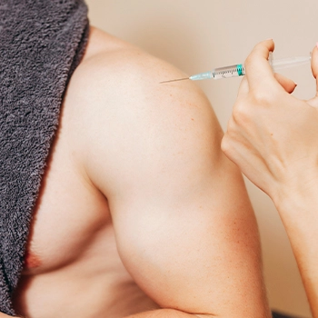 Injecting a testosterone propionate to another person