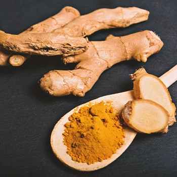 Ground of Curcumin on a black table