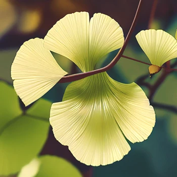 Close up shot of Ginkgo Biloba Leaves in the wild