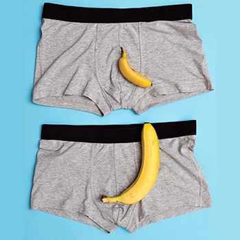 Small and big banana on a boxer shorts