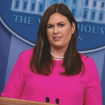 Sarah Huckabee talking at the white house