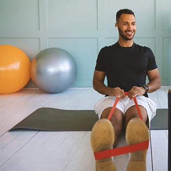 A man working out at his home gym