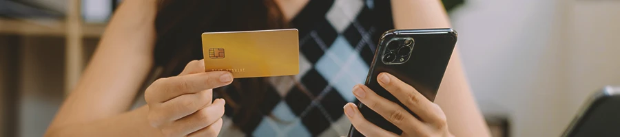 A person checking her investments