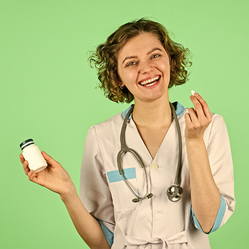 Doctor holding synthetic supplement